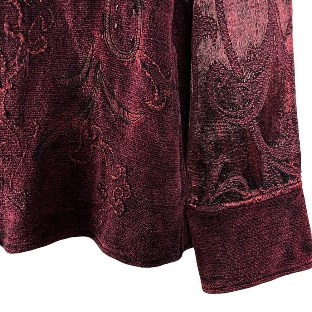 Flashback Burgundy Velvet Beaded Embroidered Whimsigoth Jacket Vintage Womens M - Picture 8 of 16